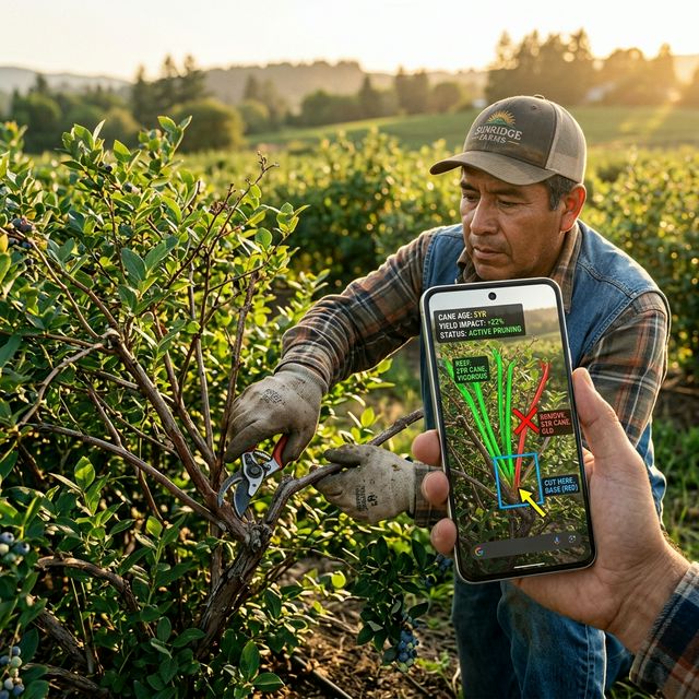 Blueberry pruning AR overlay